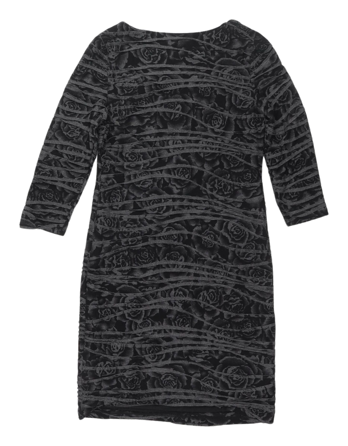 Phase Eight Women's Black Floral Sheath Dress Size 10