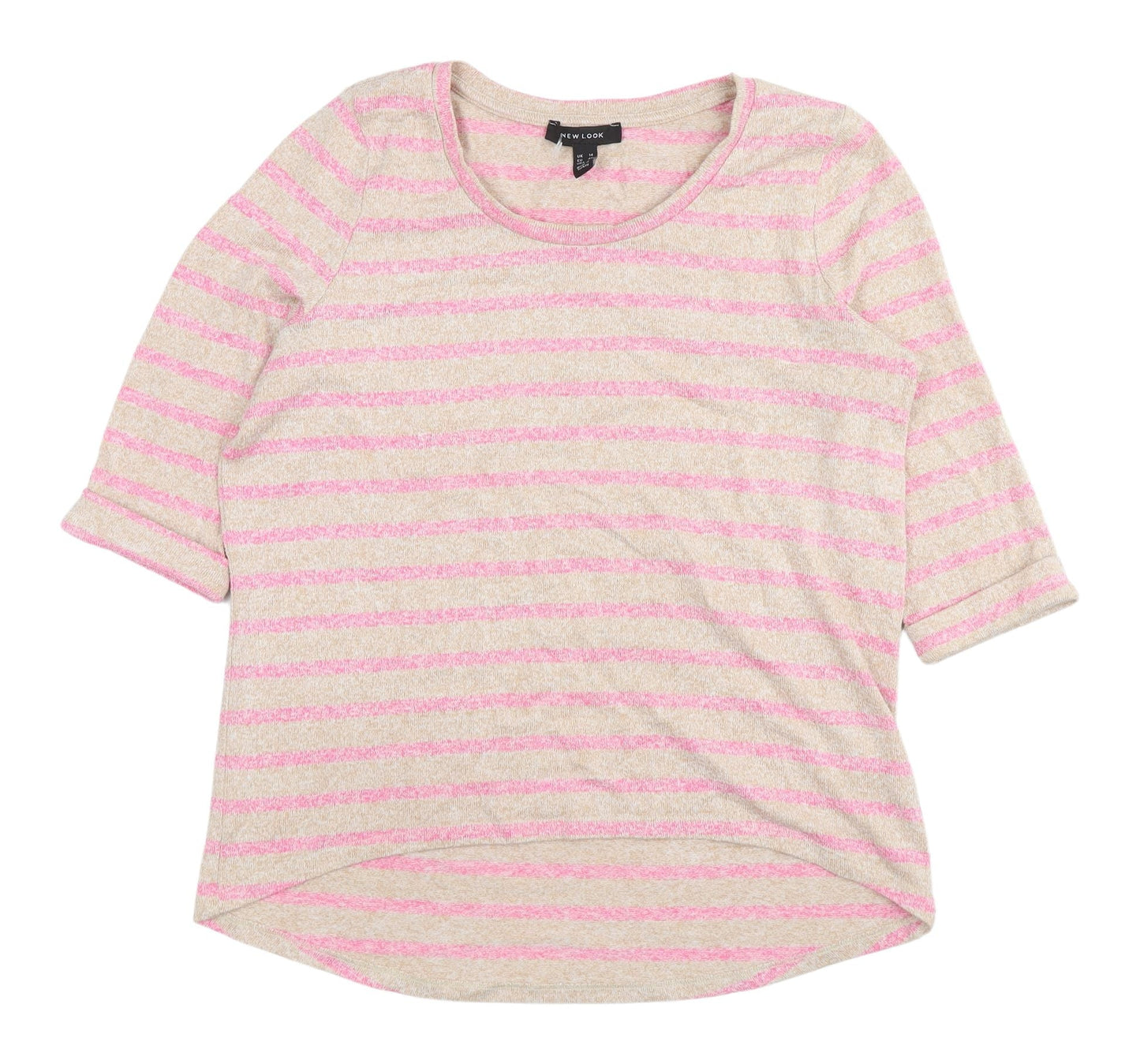New Look Women's Pink Striped Pullover Jumper, Size 14