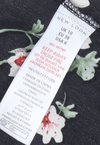 New Look Women's Black Floral Dress UK 10