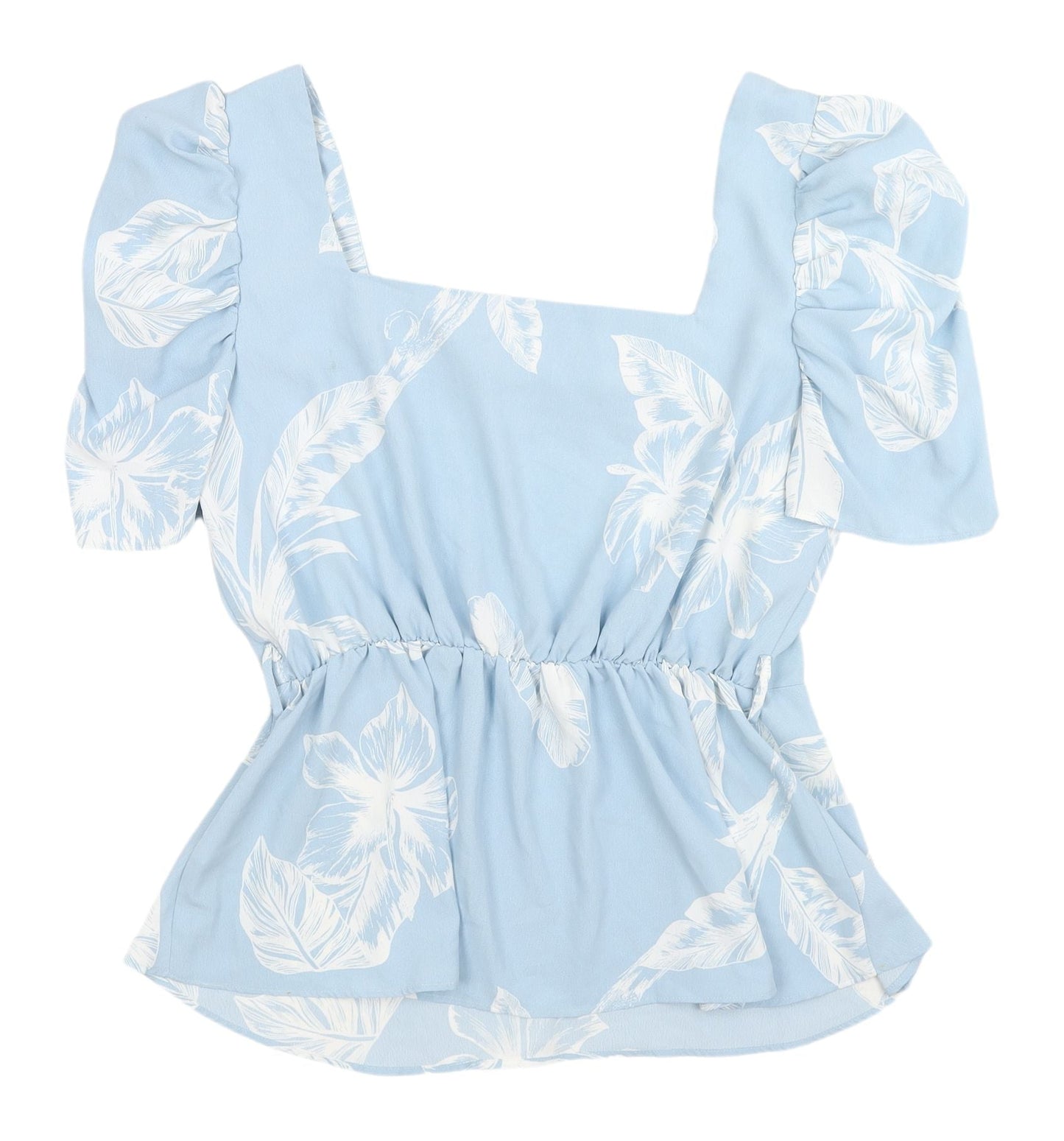 River Island Women's Blue Floral Cropped Blouse, Size 14