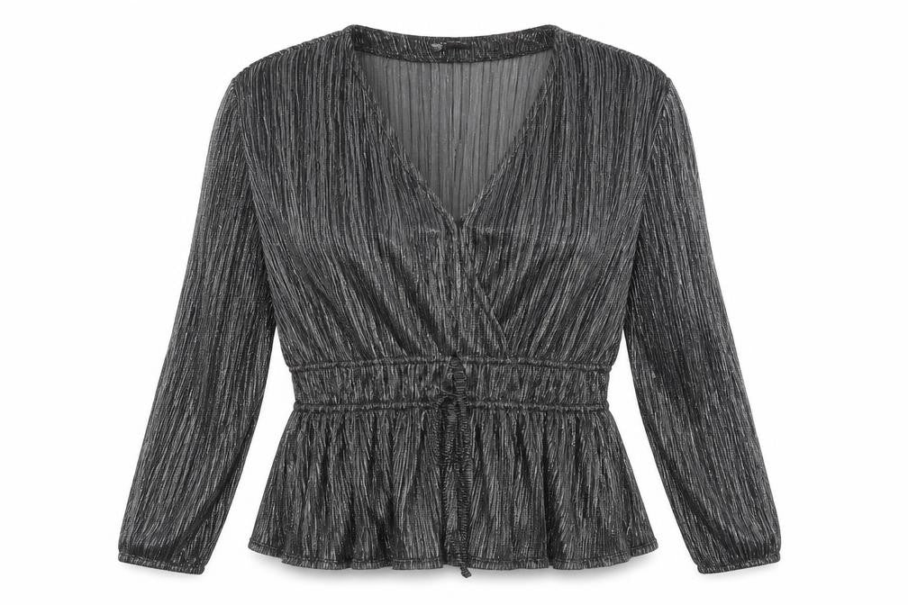 Marks & Spencer Silver V-Neck Blouse 14 Party Wear