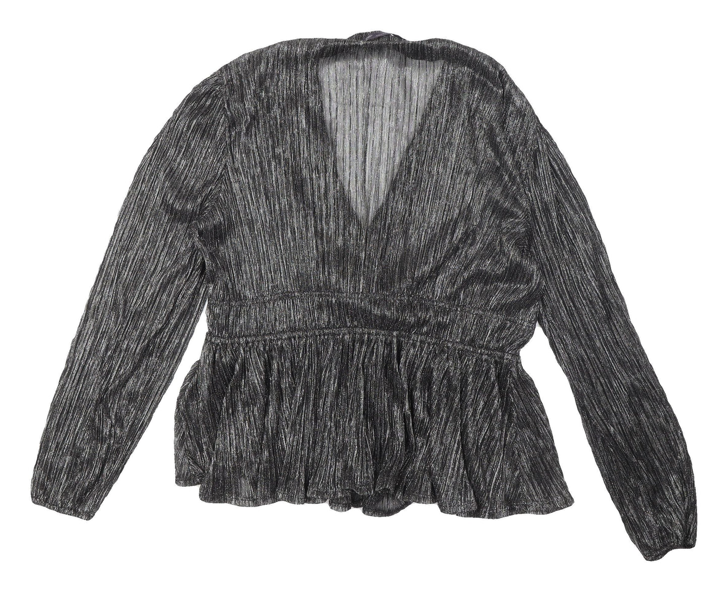 Marks & Spencer Silver V-Neck Blouse 14 Party Wear