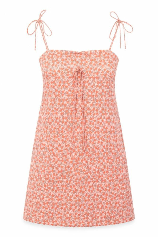 Front view of Miss Selfridge Women’s Orange Floral Slip Dress, size UK 6, Summer