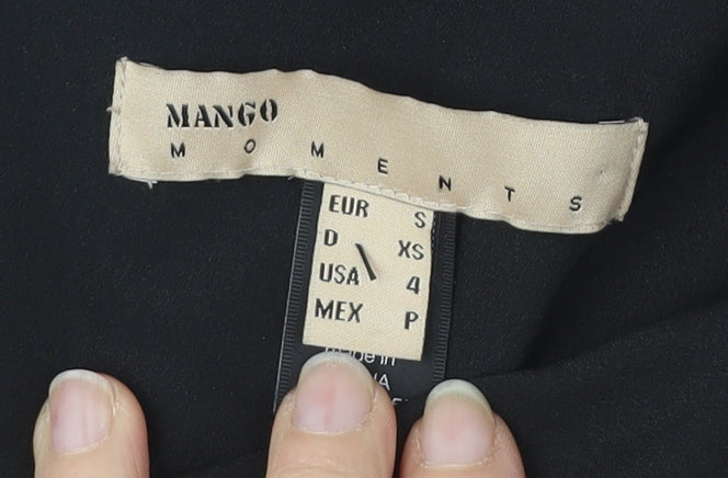 Mango Women's Black Silk A-Line Party Dress Size 6