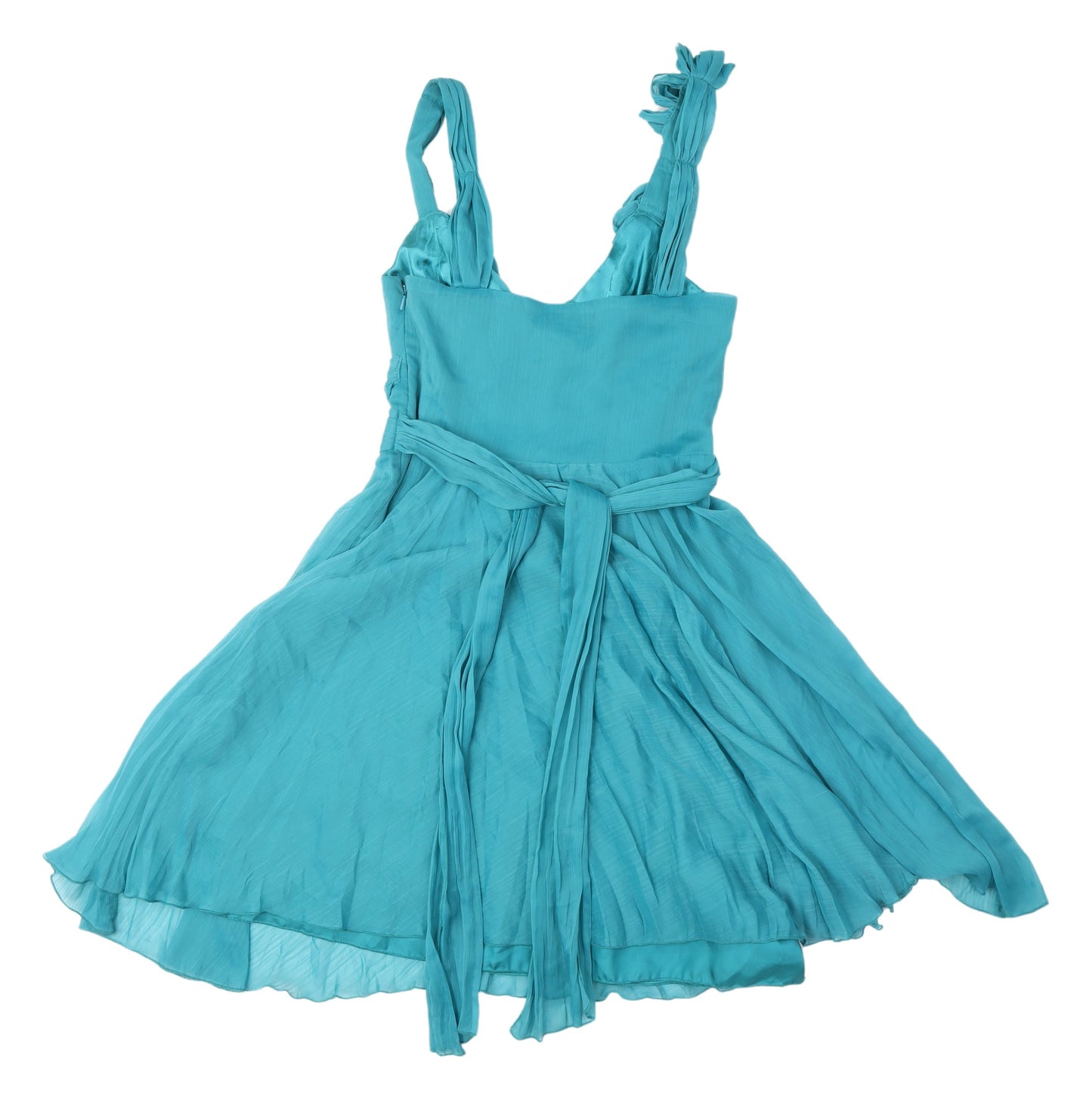 Warehouse Blue Fit & Flare V-Neck Cocktail Dress