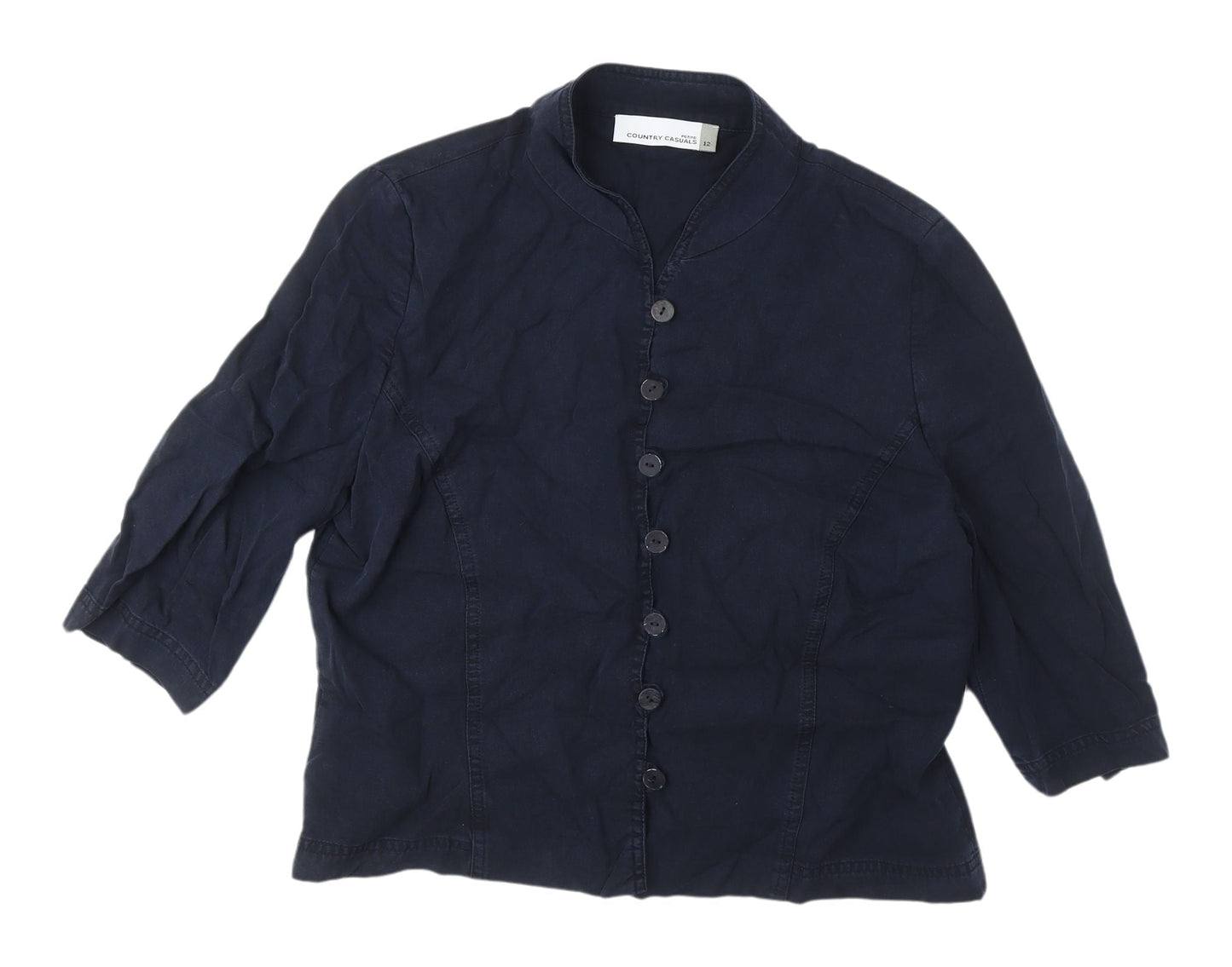Country Casuals Women's Blue Button-Up Top, Size 12