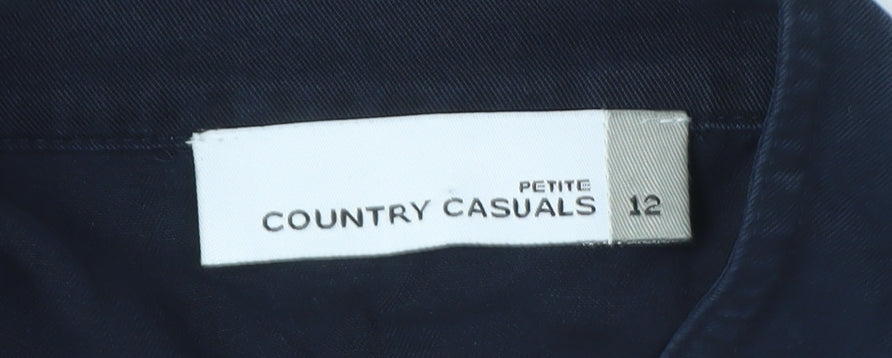 Country Casuals Women's Blue Button-Up Top, Size 12