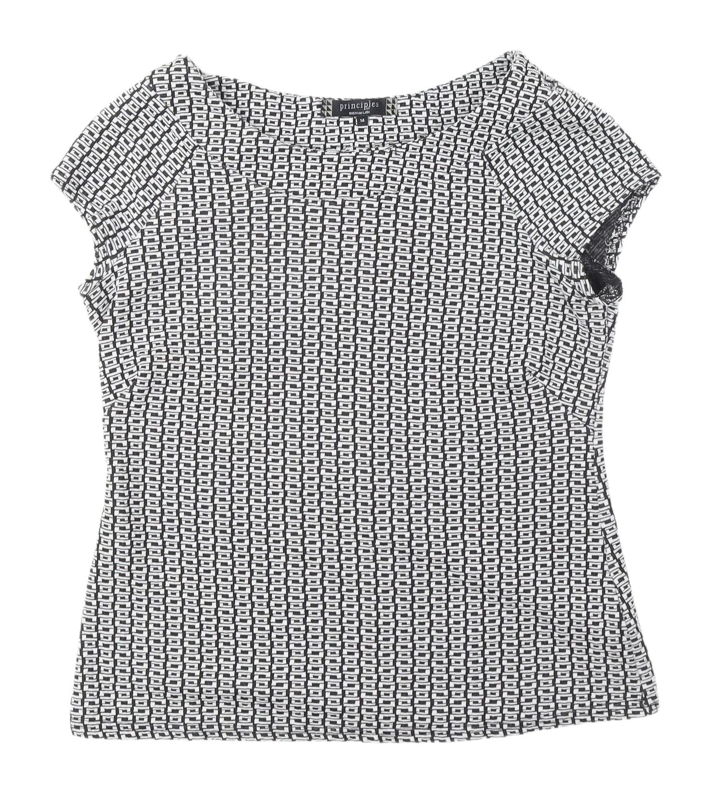 Principles Women's Black Geometric Blouse Size 14