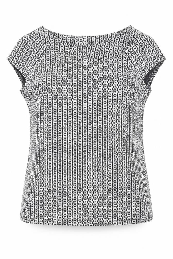 Front view of Principles Women's Black Geometric Blouse, size 14
