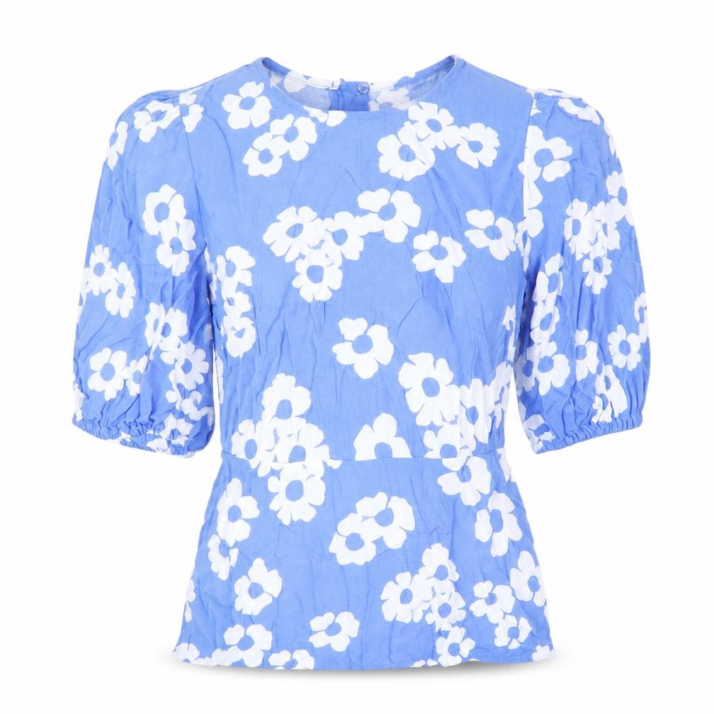 Marks and Spencer Women's Blue Floral Blouse Size 8