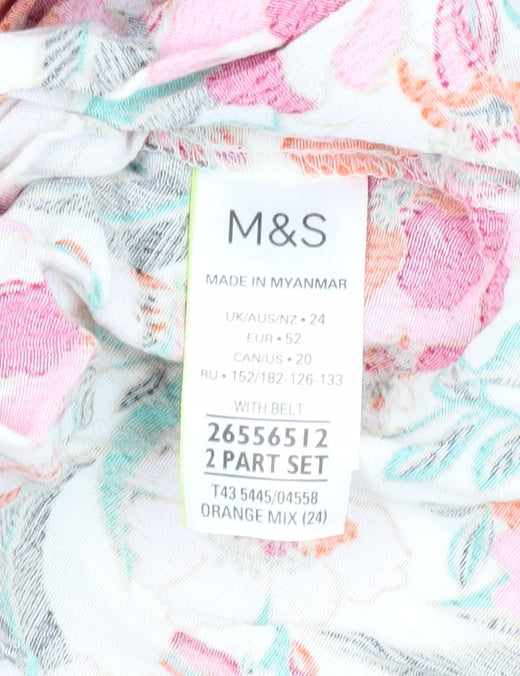 Marks and Spencer Floral Wrap Blouse, Women's Size 24, Multicoloured