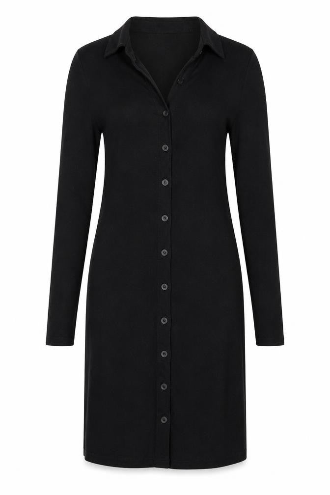 Motel Women's Black Shirt Dress, Collared, S