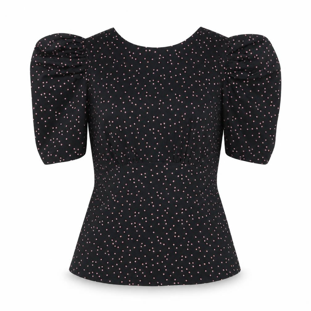 ASOS DESIGN Women's Black Polka Dot Puff Sleeve Blouse Size 8