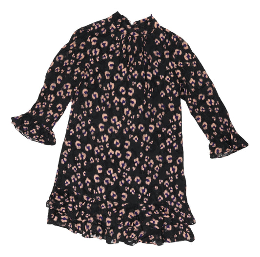 Rebecca Taylor Women's Black Animal Print Shift Dress