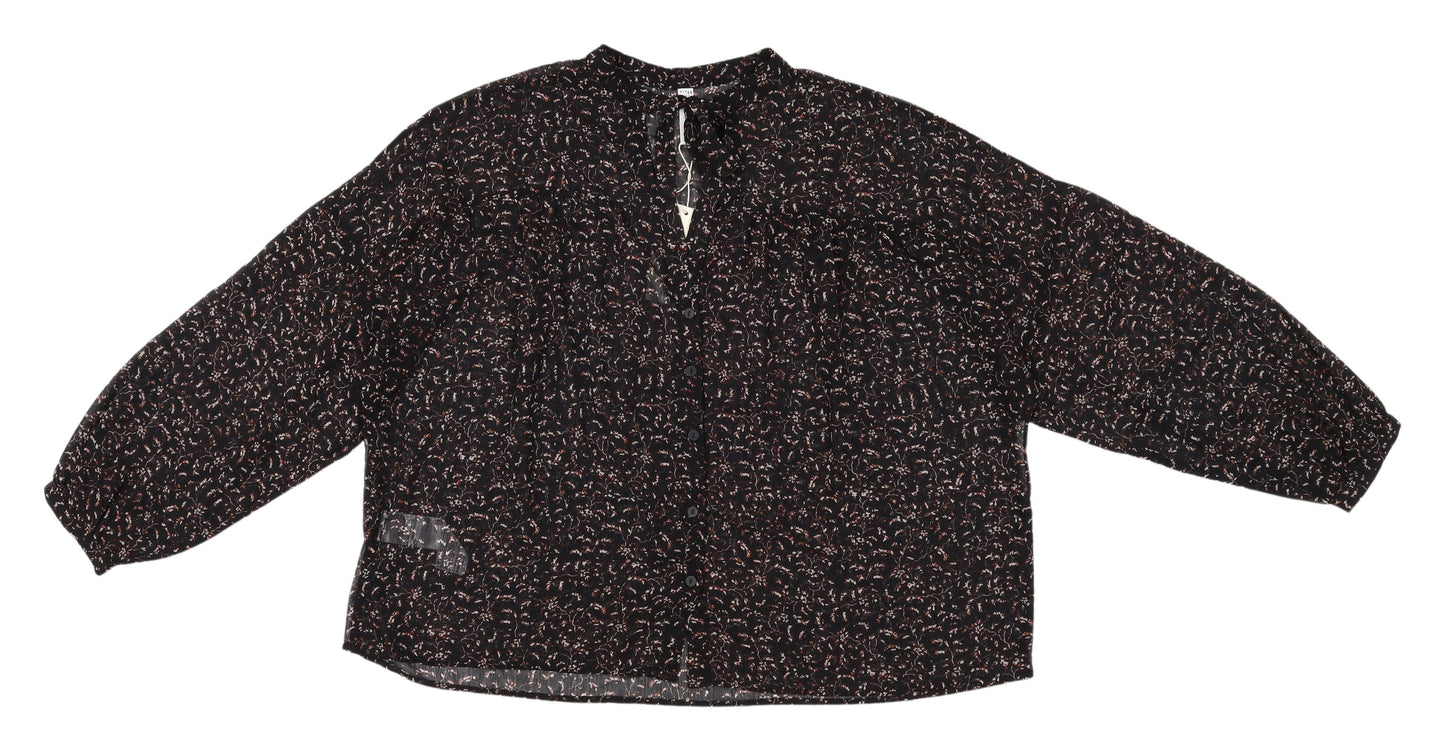 MNG Women's Black Button Long Sleeve Top Size 12