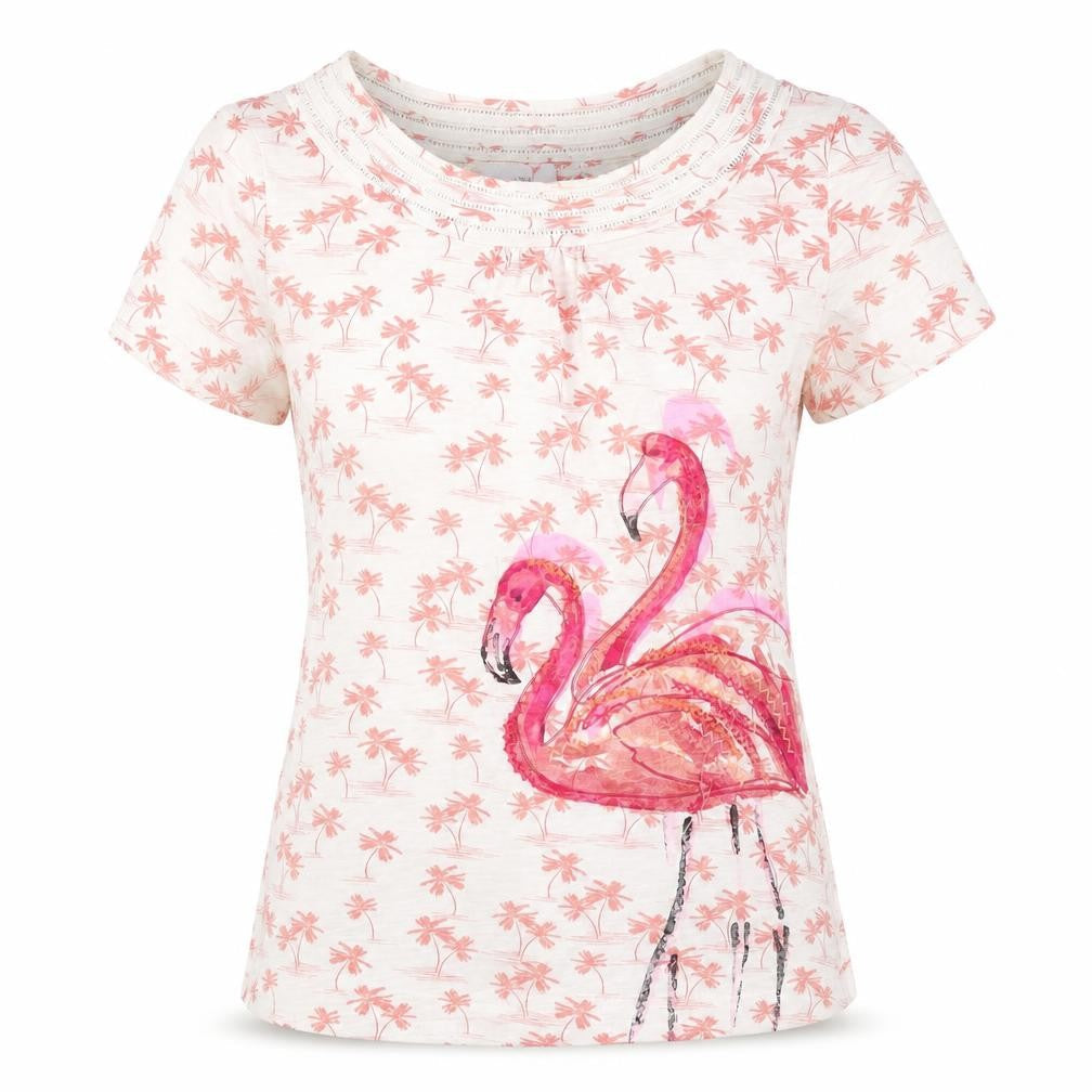 Marks and Spencer Women's Pink Flamingo Print T-Shirt UK 8