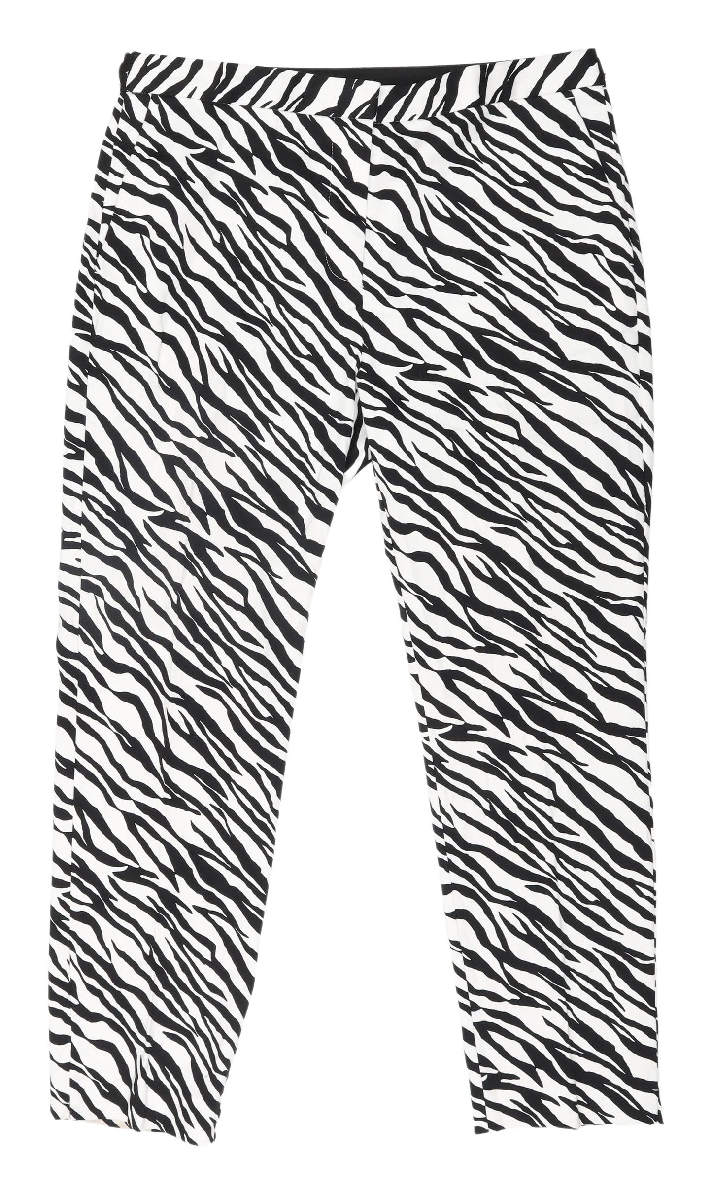 Zara Women's XL Black White Animal Print Trousers