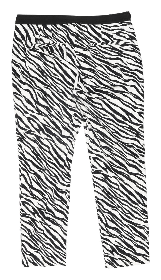 Zara Women's XL Black White Animal Print Trousers