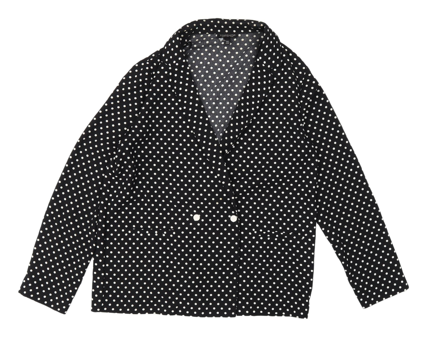 Topshop Women's Black Polka Dot Jacket Size 10