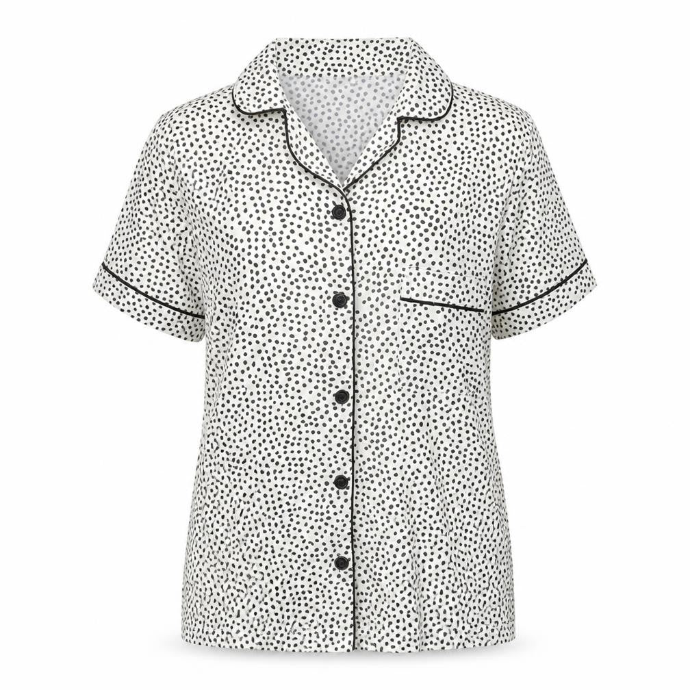Night Women's White Polka Dot Pyjama Top Size 12