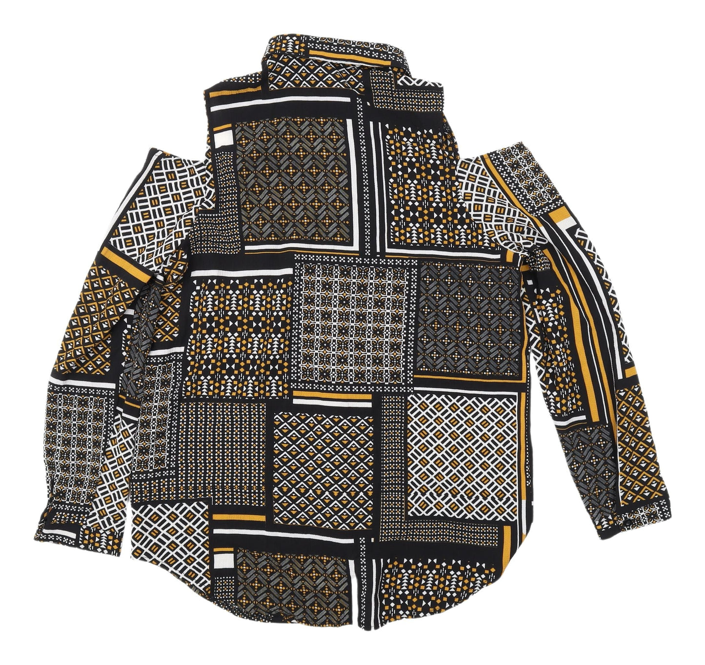 New Look Women's Geometric Button-Up Cold Shoulder