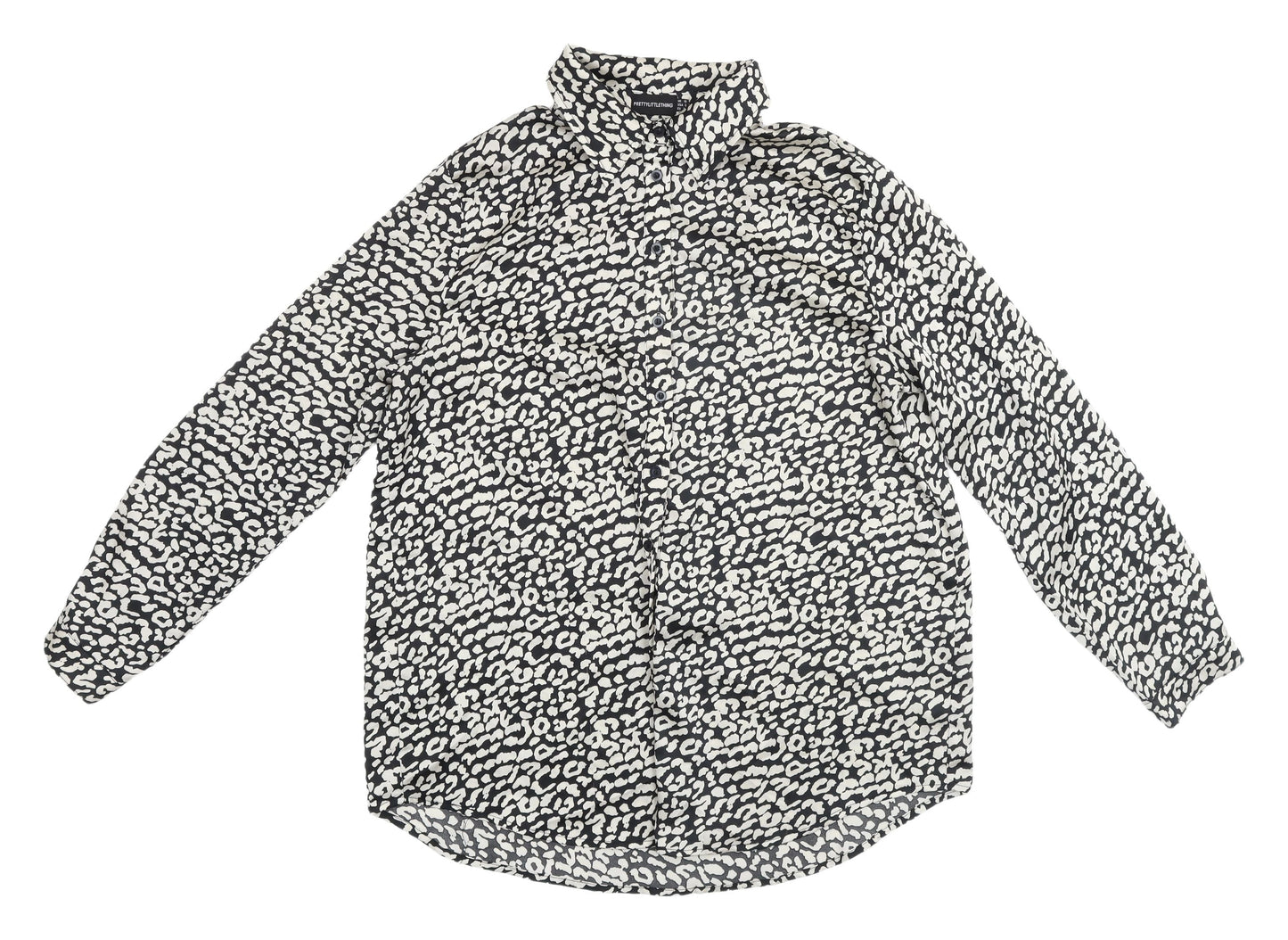 PrettyLittleThing Women's Black Animal Print Shirt UK 10