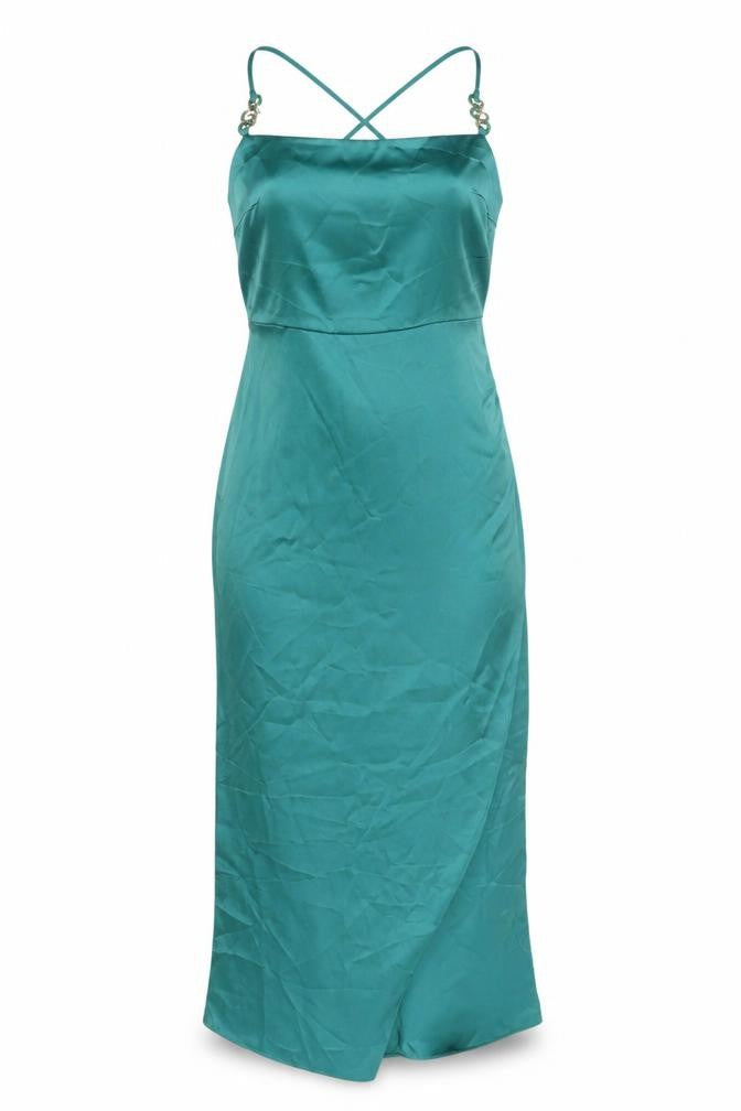 Zara Women's Green Satin Slip Dress UK 8