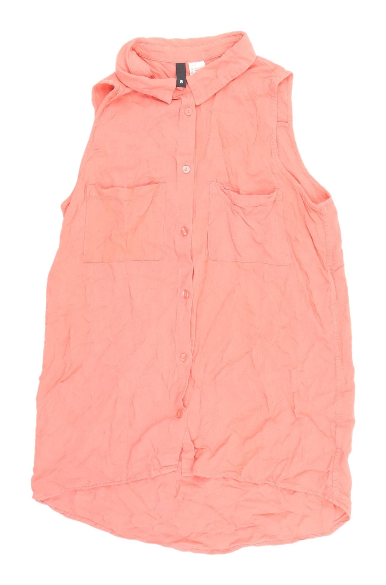 H&M Women's Pink Sleeveless Button-Up Top UK 6