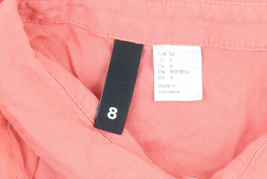 H&M Women's Pink Sleeveless Button-Up Top UK 6