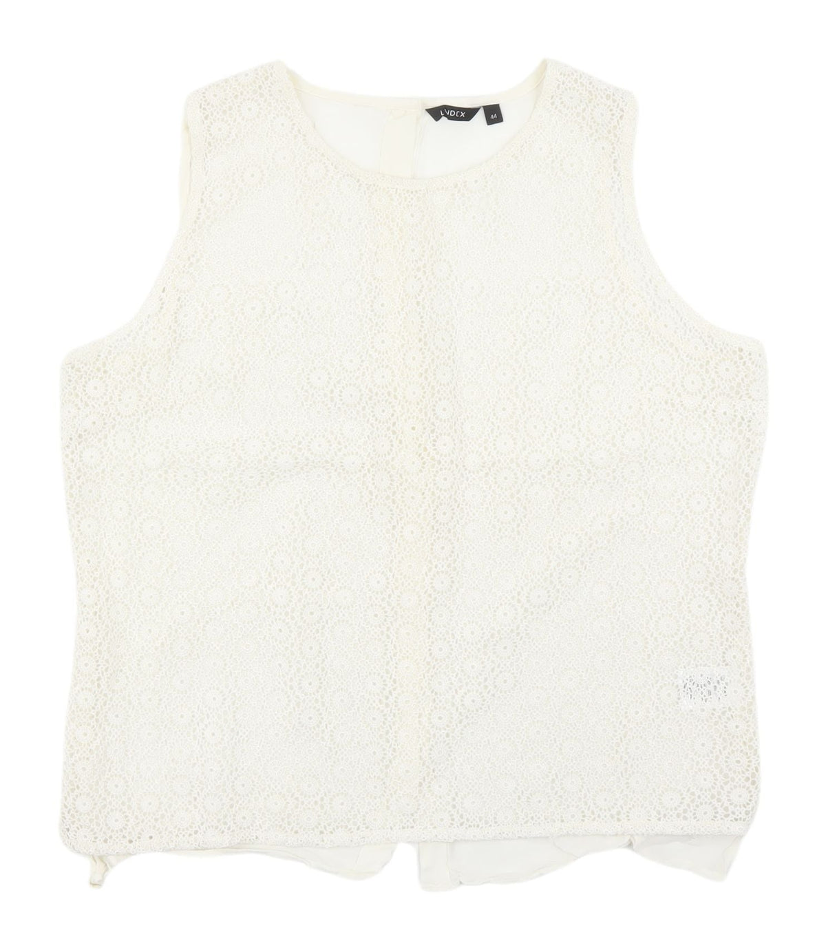 LVDEX Women's Ivory Lace Sleeveless Blouse Size 16