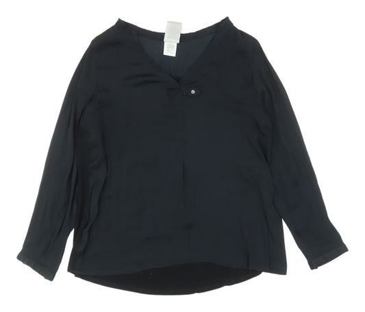 Dolan Women's Black V-Neck Blouse M Long Sleeve