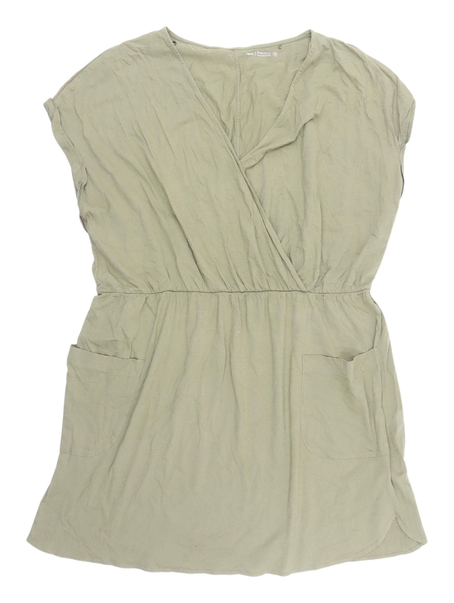 Next Women's Green Wrap Dress with Pockets, Size 18