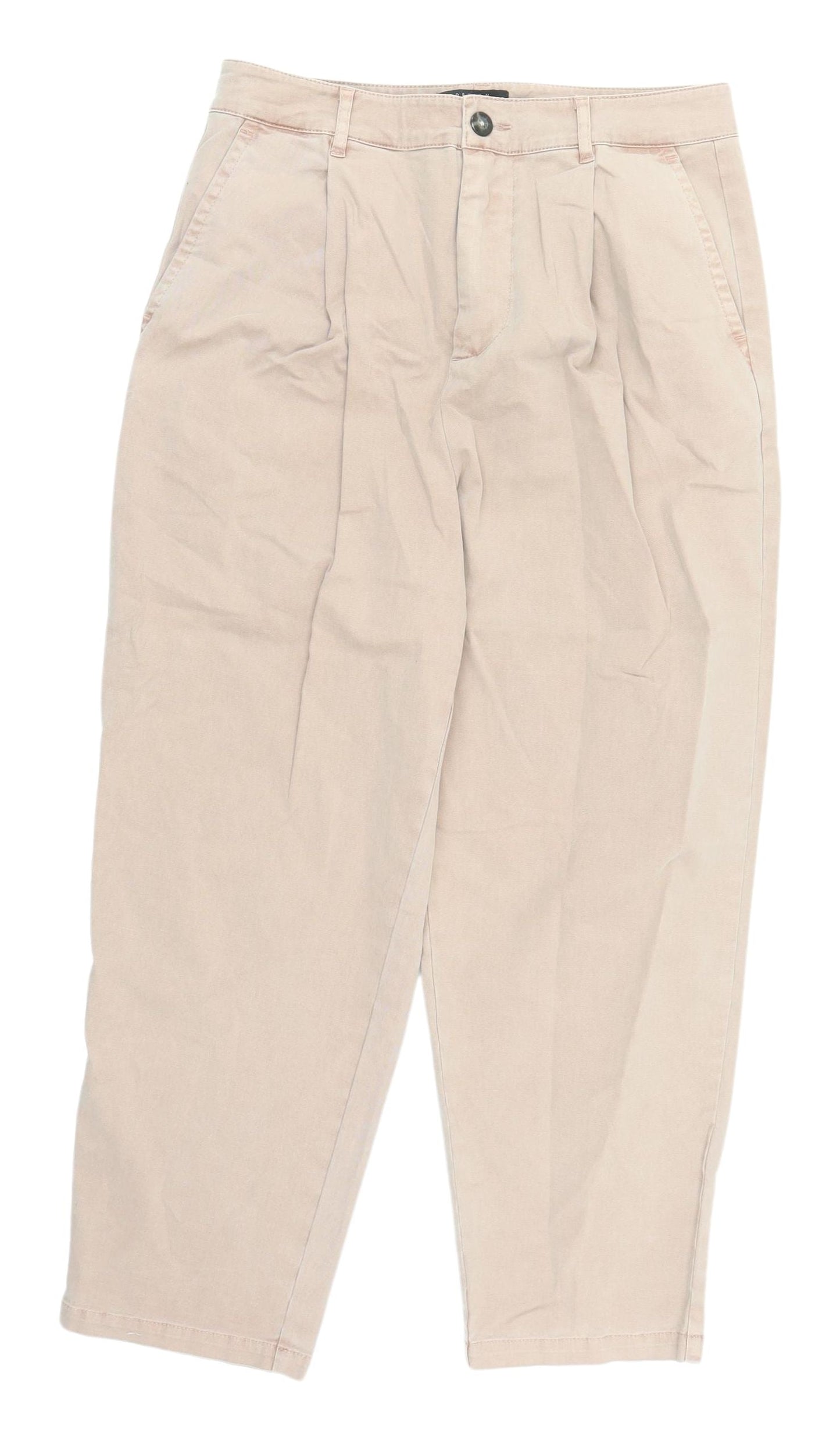ASOS Women's Beige Chino Trousers - Size S, Casual Pleated