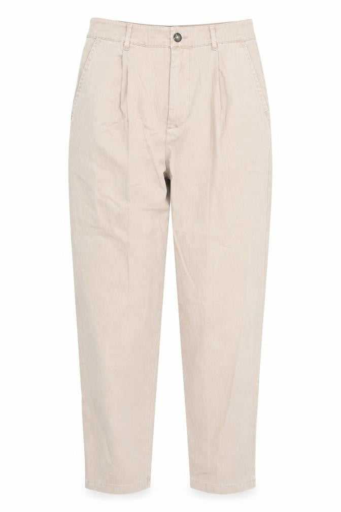 Front view of ASOS Women's Beige Chino Trousers -, size S, Casual Pleated