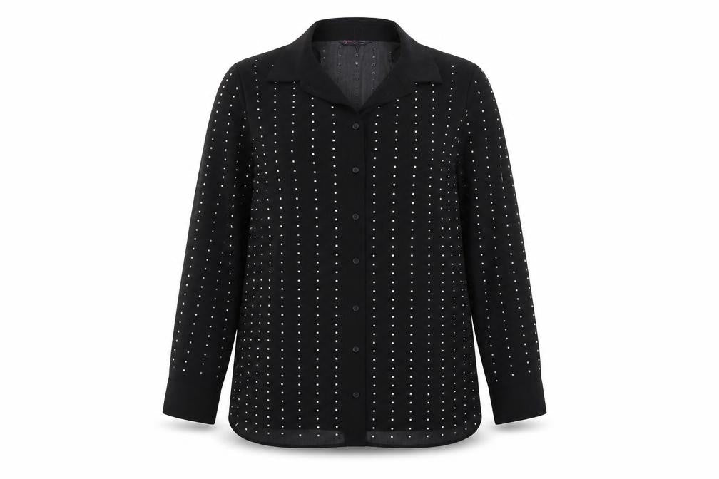Marks and Spencer Women's Black Studded Button-Up Shirt