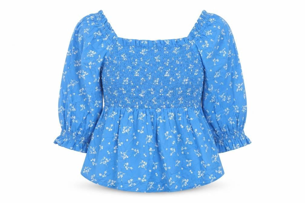 Marks and Spencer Women's Blue Floral Blouse Size 10