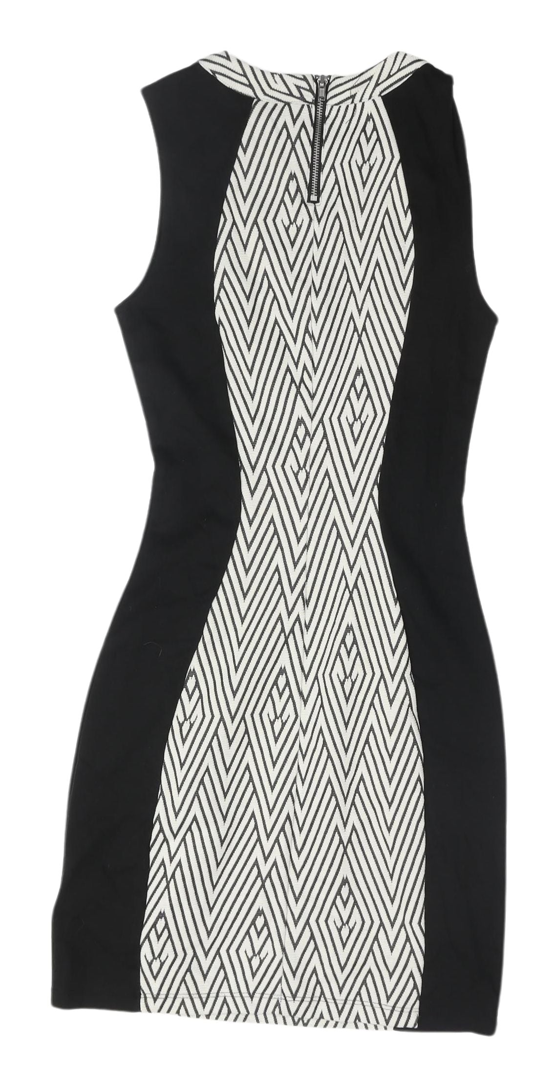 H&M Women's Black Bodycon Dress, Size 6, Geometric Pattern