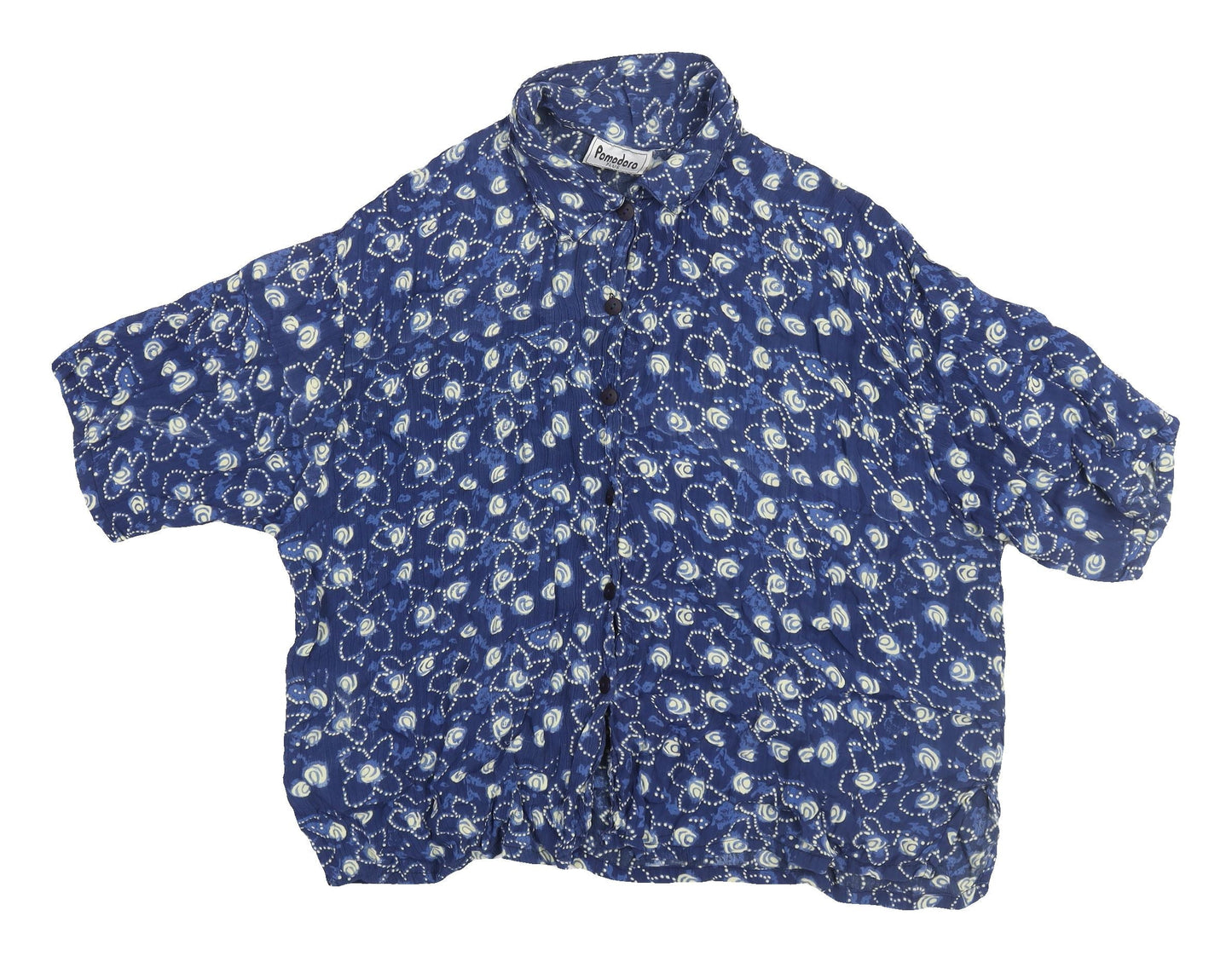 Pomodoro Plus Blue Geometric Blouse, Women’s 2XL, Casual Comfort
