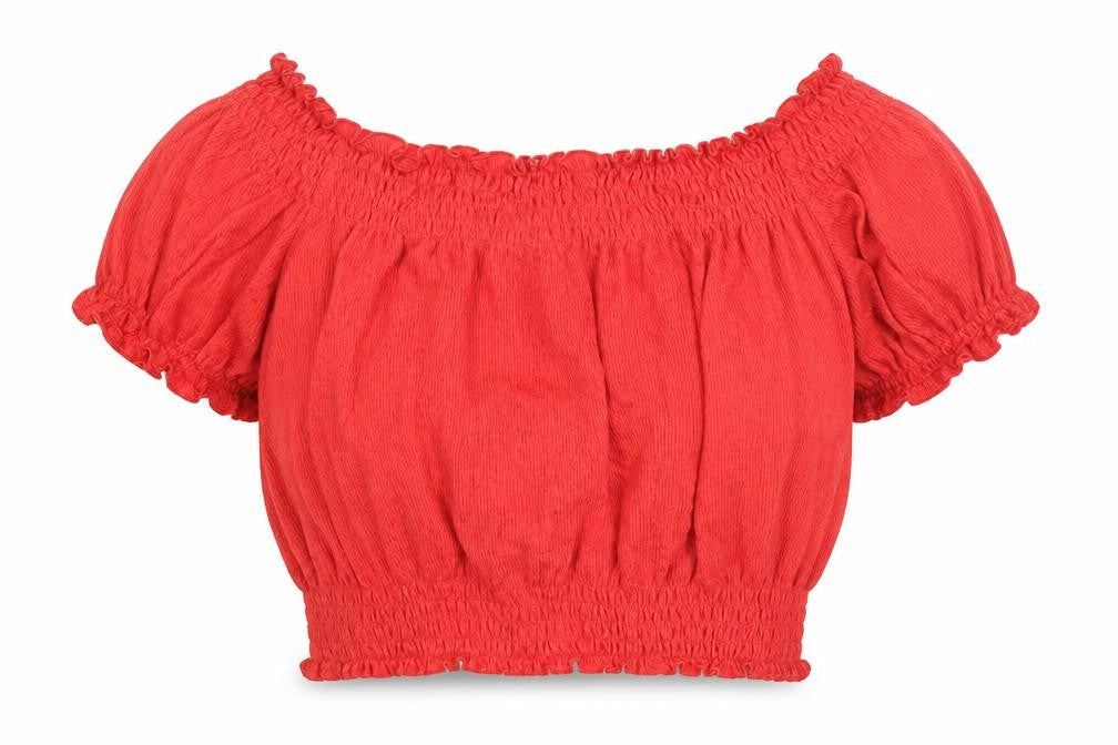 H&M Red Cropped Blouse, Off-Shoulder, Women’s S