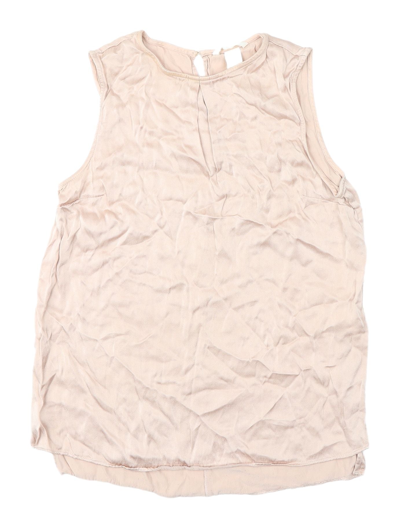 H&M Women's Beige Sleeveless Blouse - Size 6