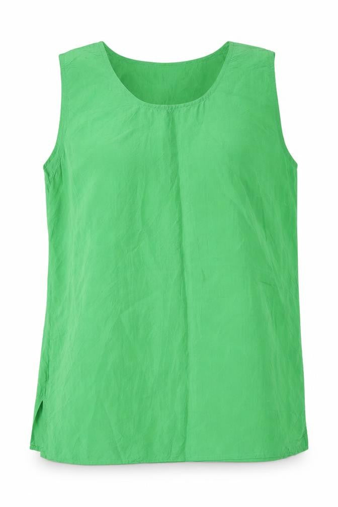 Komunseide Women's Green Silk Tank Top M