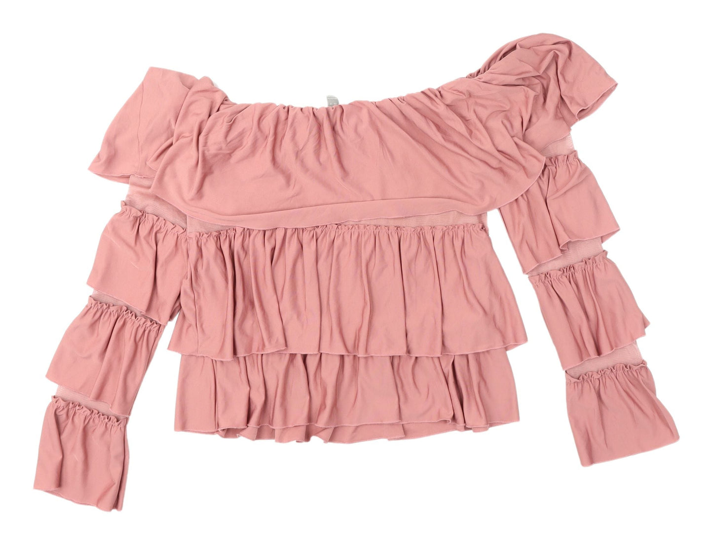 ASOS Women's Pink Off-Shoulder Bell Sleeve Blouse