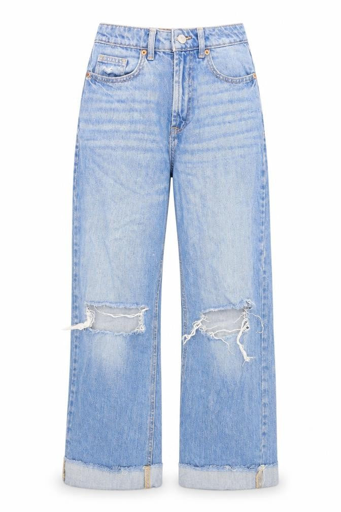 F&F Women's Blue Straight Distressed Jeans Size 6