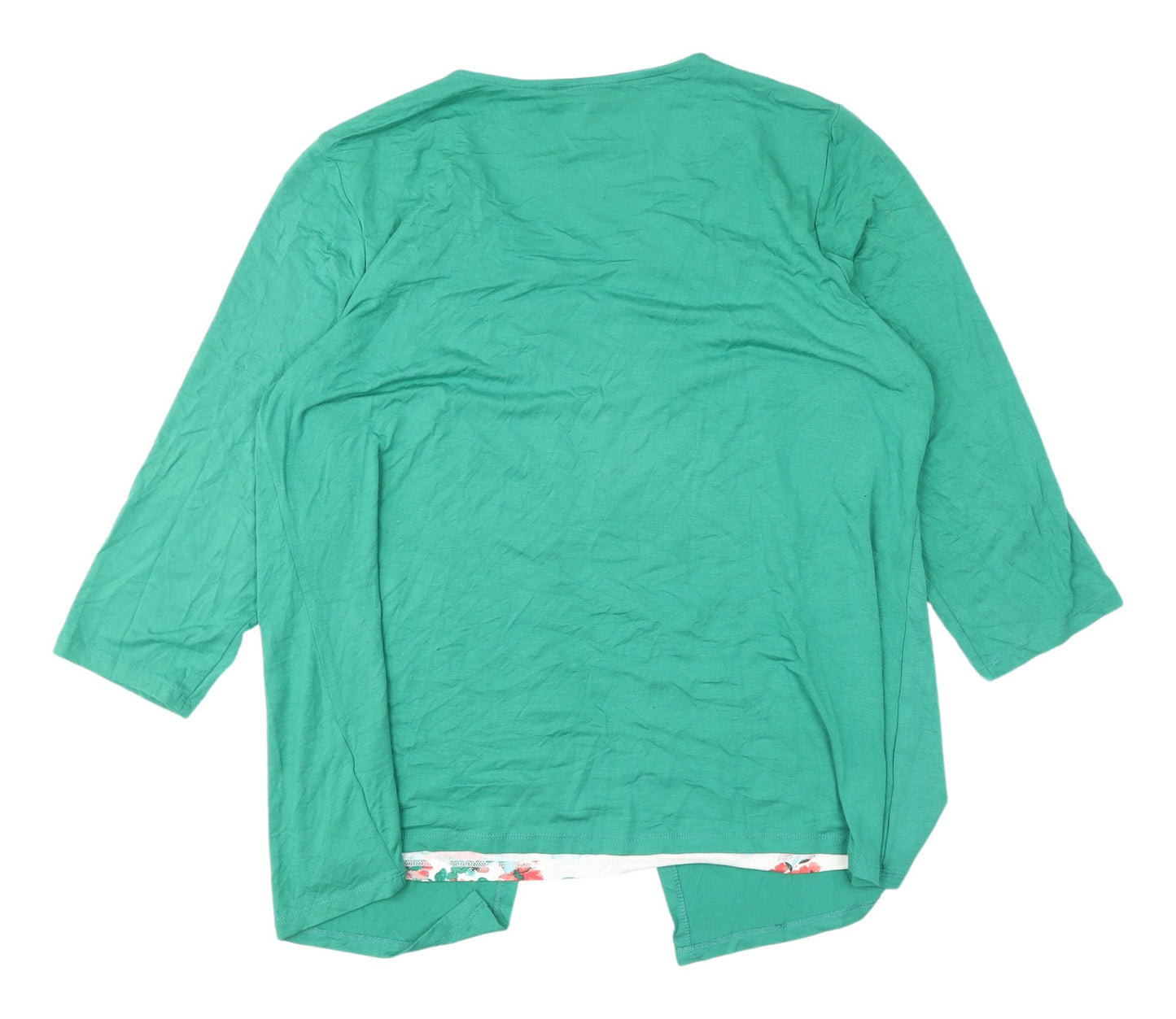 Bonmarché Green Floral Tunic Blouse - Size 20, 3/4 Sleeve