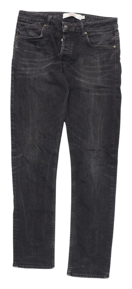 Topman Black Straight Jeans, Unisex Adults Size 34