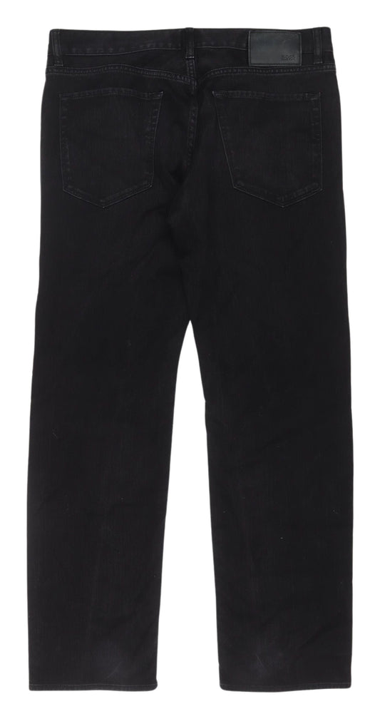 Boss Men's Black Relaxed Straight Jeans 36 Waist