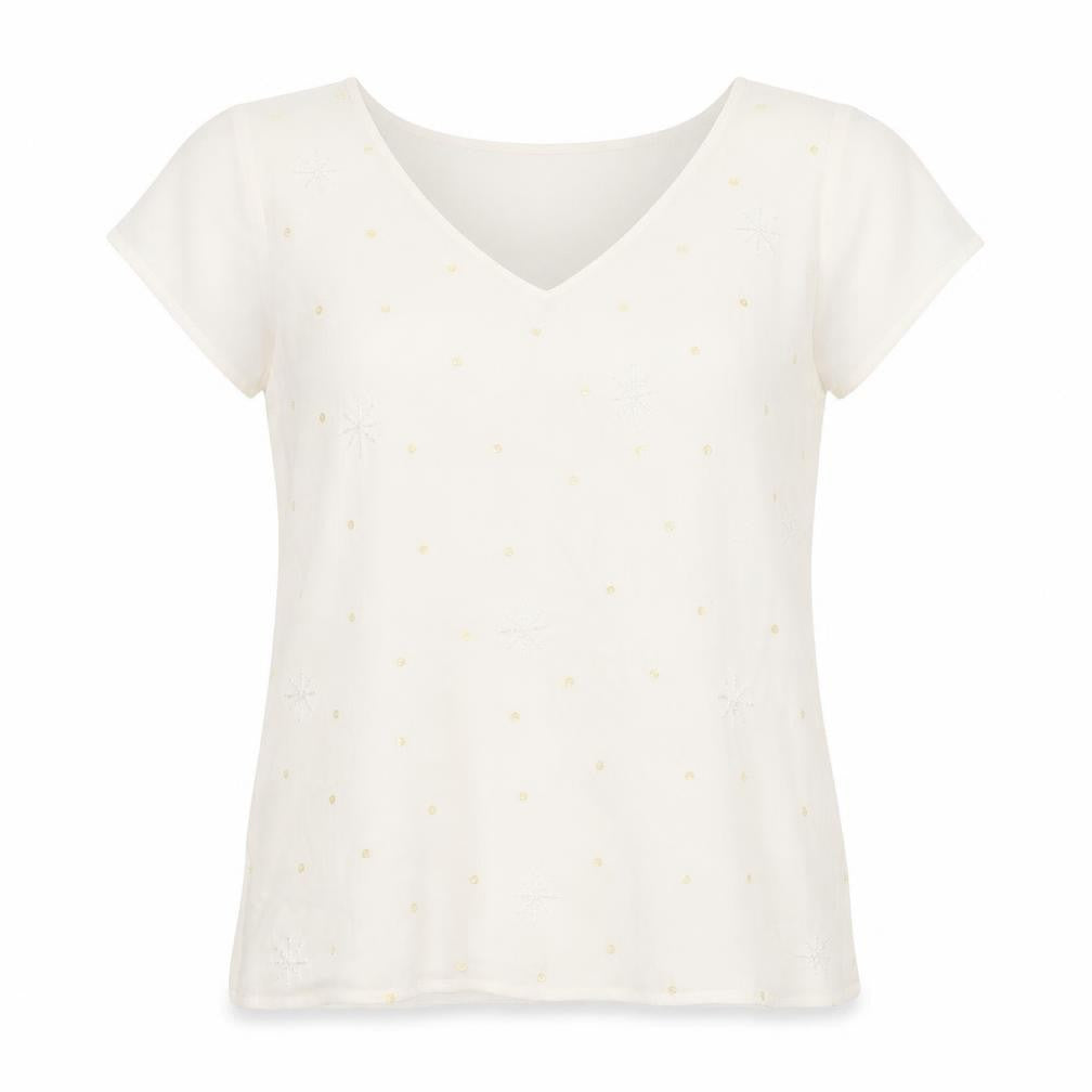 BHS Women's White Embroidered T-Shirt Size 12