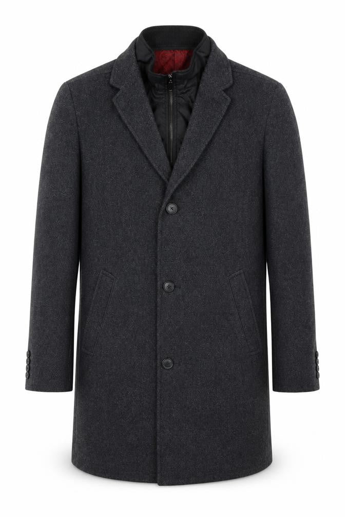 Hafnium Womens Black Wool Blend Long Overcoat Size 30