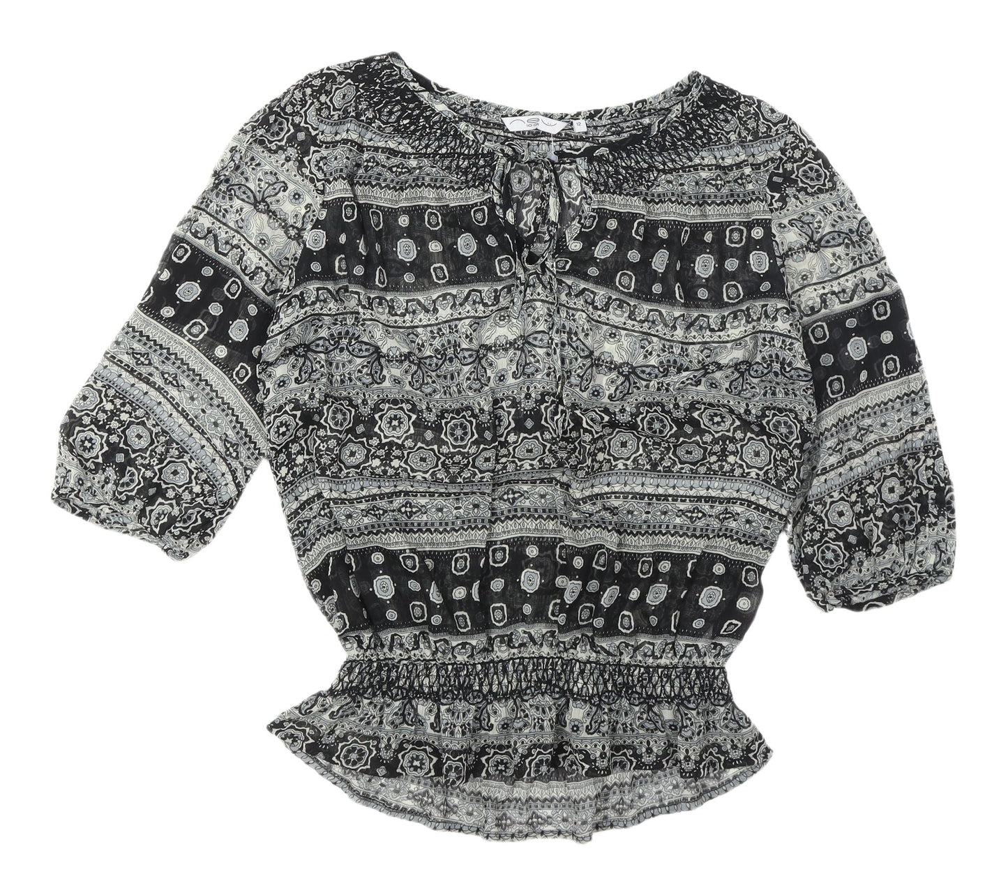 New Look Black Floral Tunic Blouse, Women's 3/4 Sleeve 12