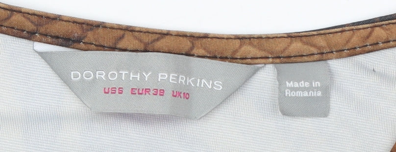 Dorothy Perkins Women's Brown Animal Wrap Blouse UK 10